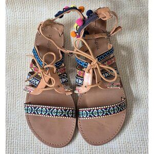 Indigo Rd. Colorful Gladiator Strappy Flat Sandal Size 9.5 Festival Summer Boho